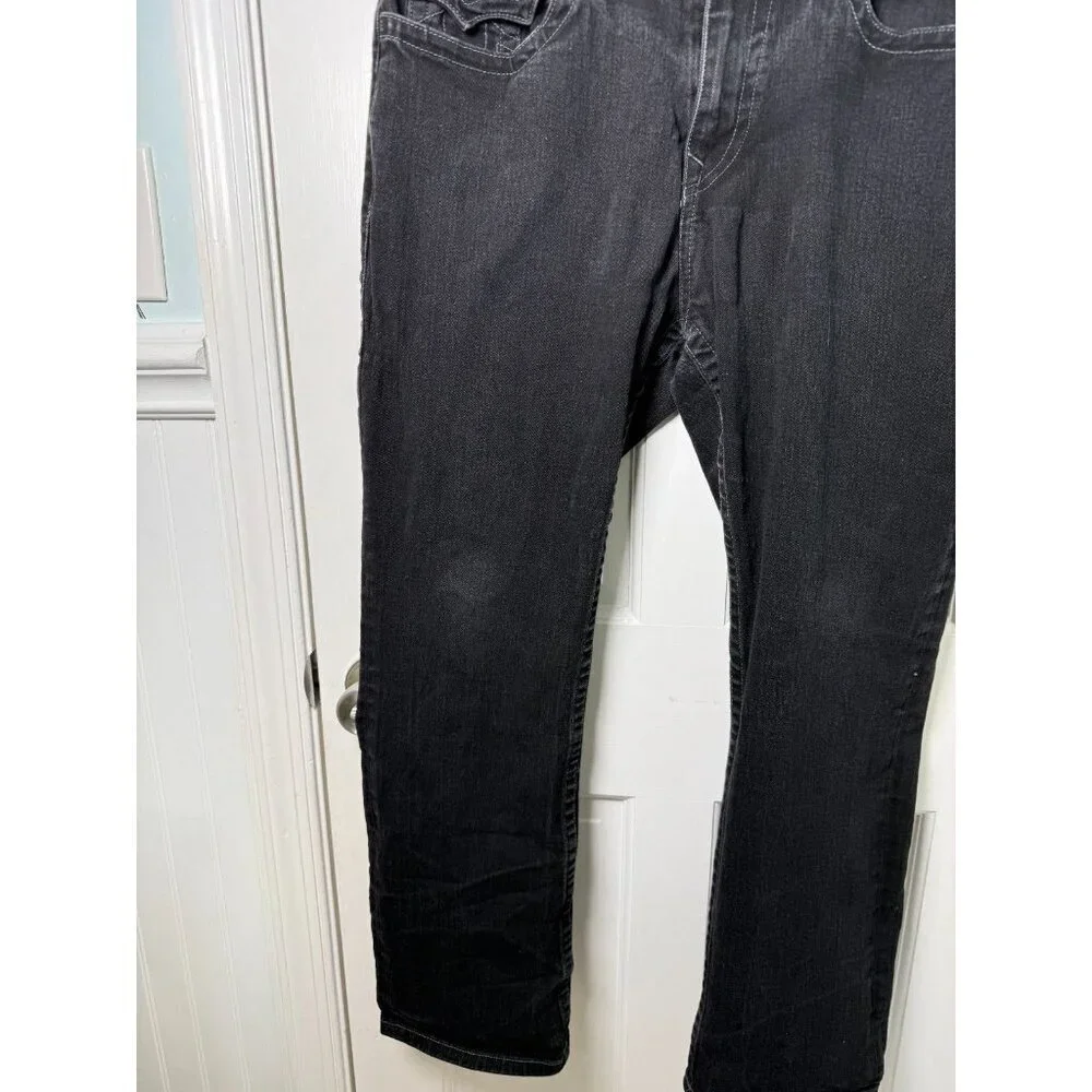 True Religion Men's Ricky Relaxed Straight Jeans Black Demin Size 36W x 29.5L